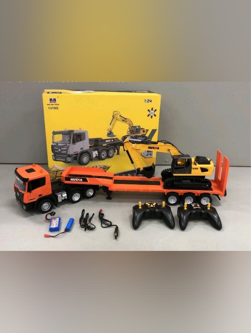 (C-66) Hui Na Ina RC Construction Yellow Excavator Trucks Set